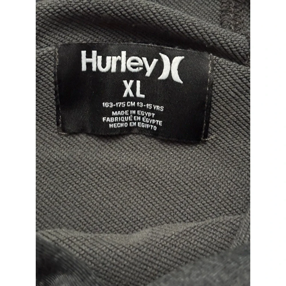 Hurley Boys XL Performance Hoodie Colorblock Rainbow Logo Black Grey Sweatshirt